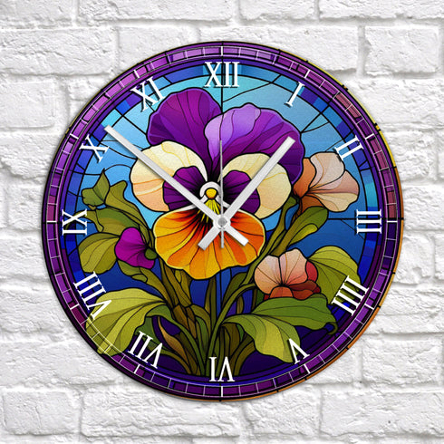 Pansy Suncatcher Effect Clock